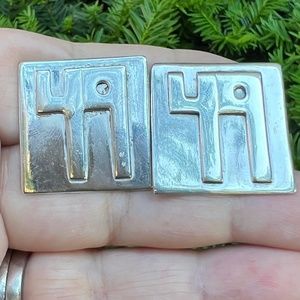 VINTAGE LARGE HEAVY STERLING SILVER CUFFLINKS CUSTOM MADE SAY 49